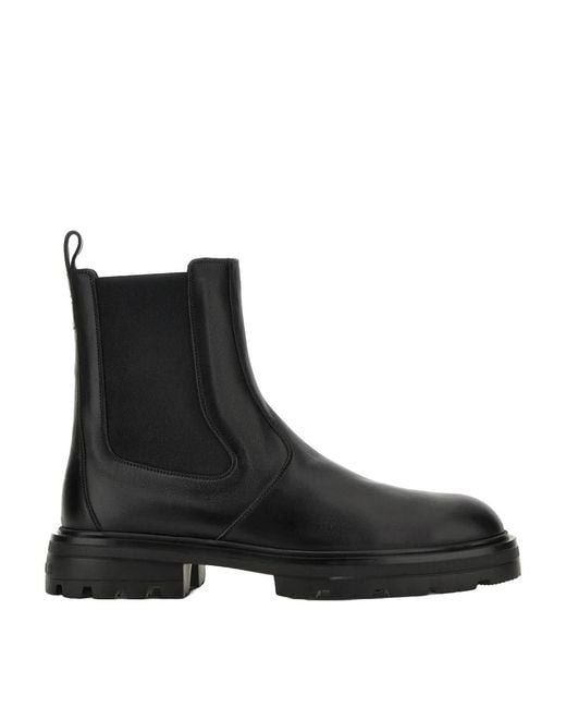 Hogan Black Leather Chelsea Boots for men