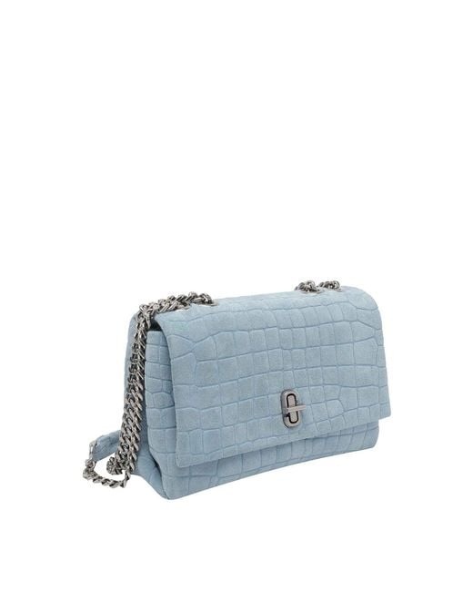 Marc Jacobs Blue The Suede Croc Slim Dual Shoulder Bag