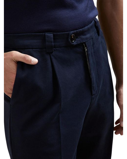 Brunello Cucinelli Blue Cotton Gabardine Pants for men