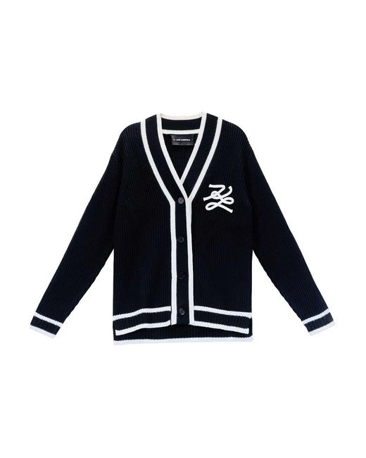 Karl Lagerfeld Blue Soutache Autograph Cardigan