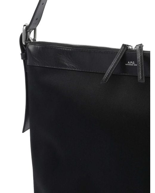 Borsa A Tracolla Vera Maxi di A.P.C. in Black da Uomo