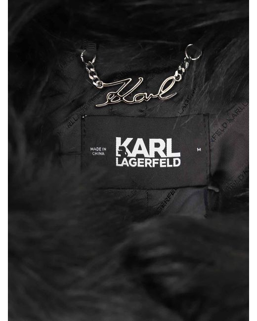 Karl Lagerfeld Black Faux Fur Gilet