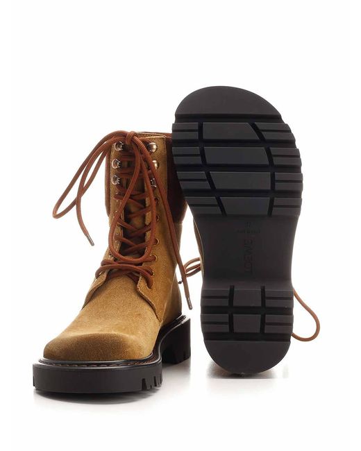 Loewe Brown Suede Combat Boots