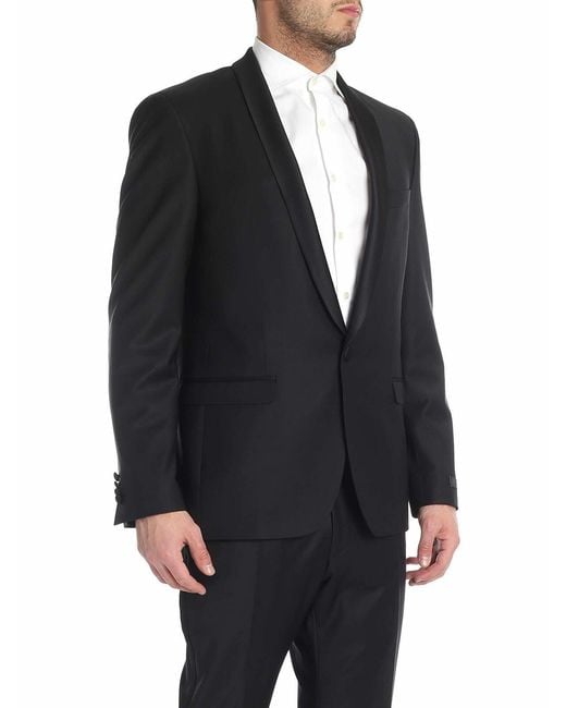 Karl Lagerfeld Blue Single-Breasted Jacket With Shiny Lapels for men