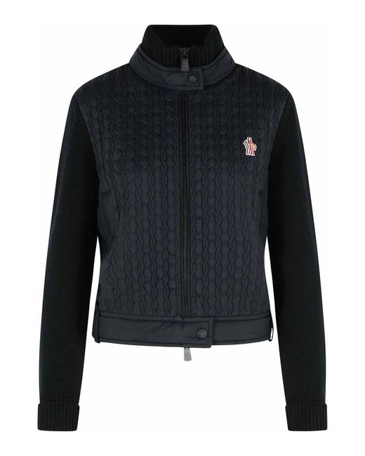Moncler Blue Virgin Wool Padded Cardigan