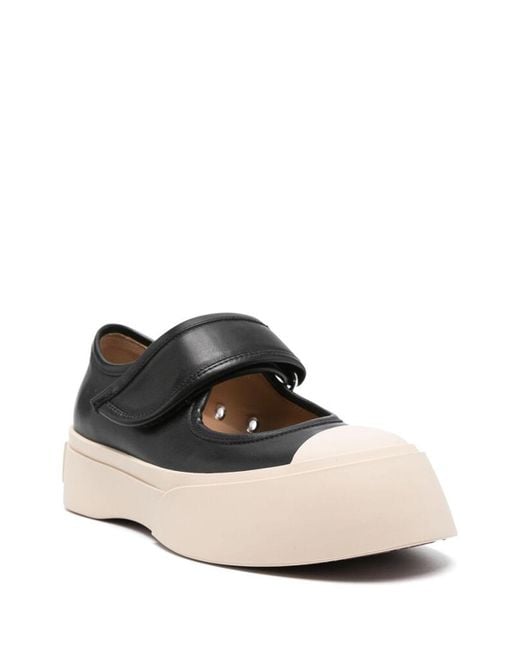Marni Black Leather Mary Jane Sneakers