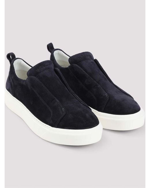 Kiton Black Calf Leather Sneakers for men