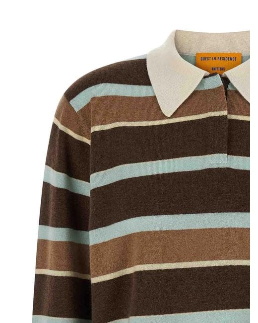 Guest In Residence Black Cropped Stripe Rugby Sweater