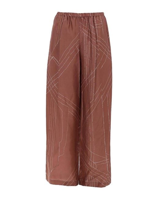 Alysi Brown Silk Trousers
