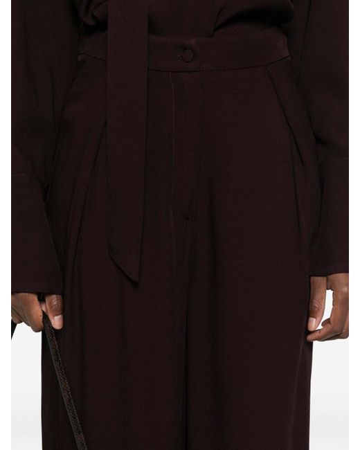 Raquel Diniz Brown Burgundy Wide-Leg Trousers