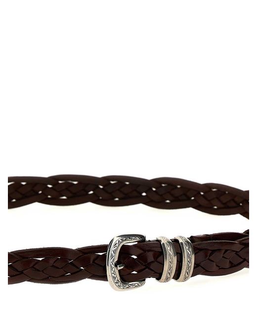 Brunello Cucinelli White Buckle Engravings Woven Belt for men