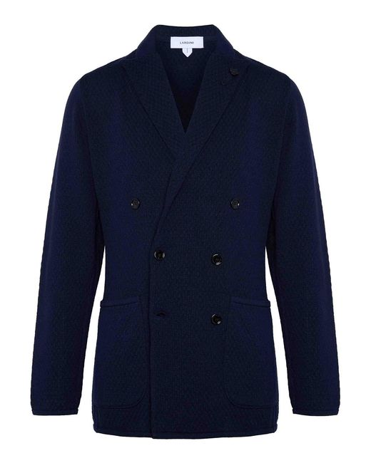 Lardini Blue Knitted Jacket for men