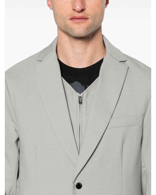 Emporio Armani Gray Wool Blend Single-breasted Blazer Jacket for men