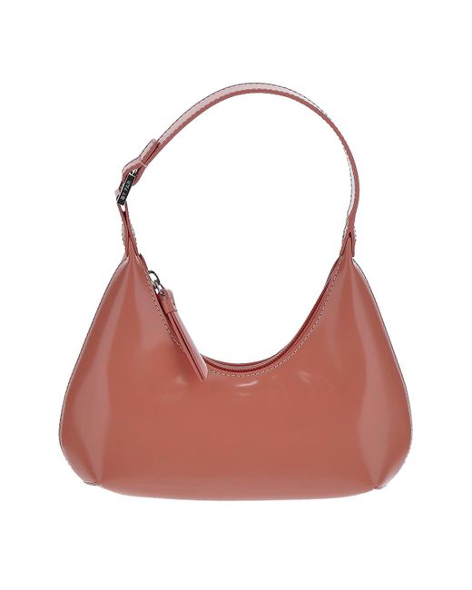 By Far Pink Salmon Bag In Leather With Zip