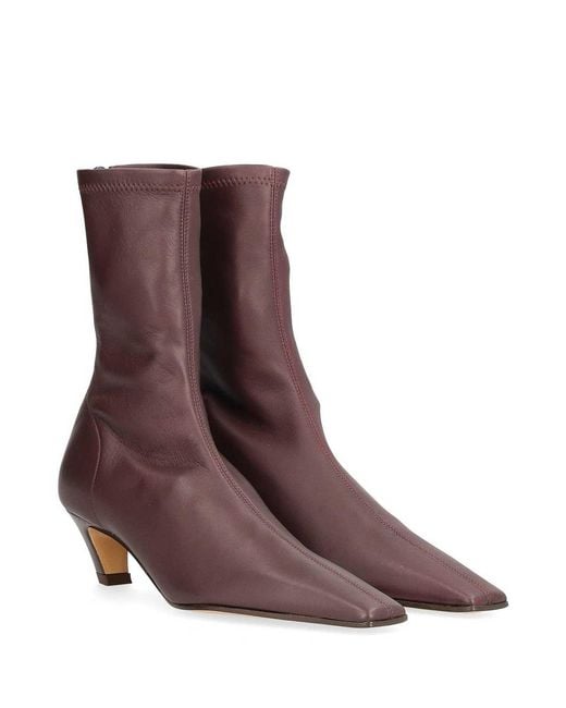 Khaite Brown Arizona Leather Ankle Boots