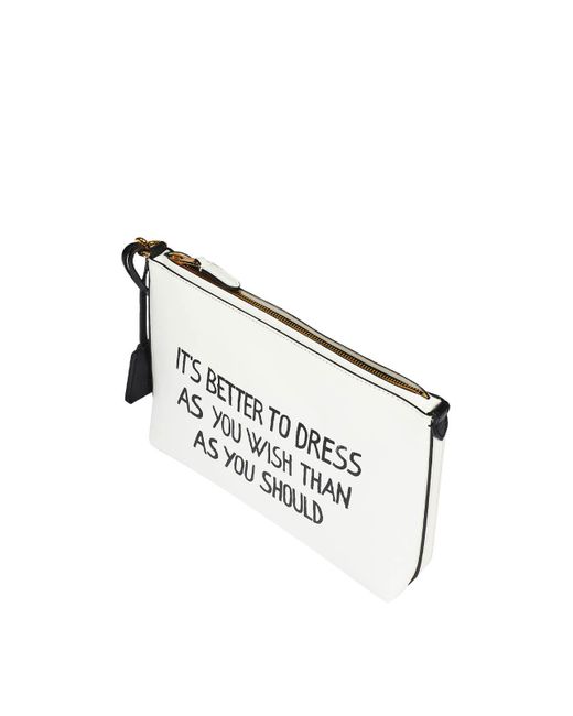 Moschino White It's Better Clutch Bag