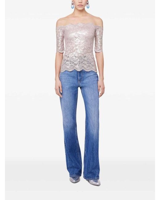 Rabanne Pink Lace Top With Lurex Detailing