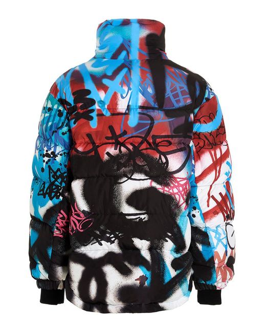 Dolce & Gabbana Blue Graffiti Down Jacket for men