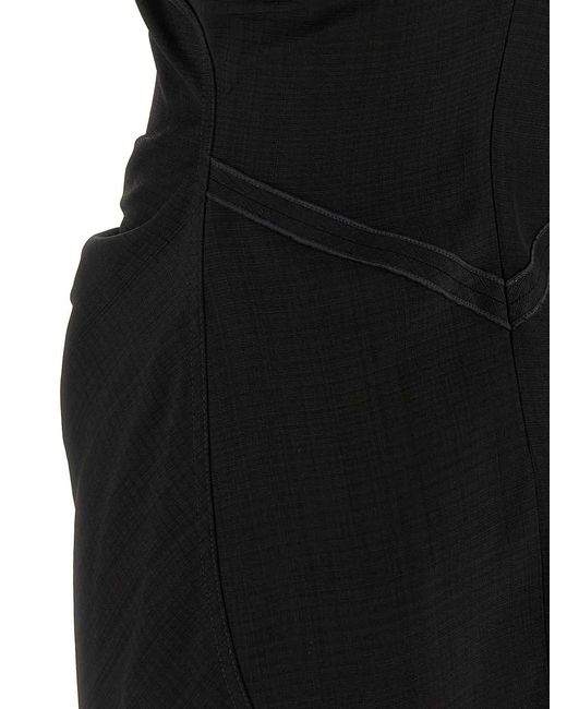 Victoria Beckham Black Gathered Waist Mini Dress