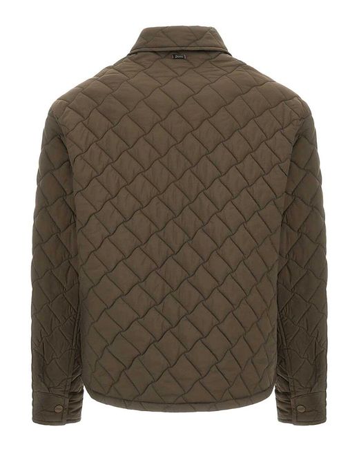 Herno Green Quilted Ecoage Waterproof Shacket