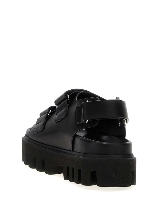 McQueen Black Leather Platform Sandals