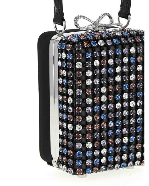 Self-Portrait Black Multi Crystal Chainmail Handbag