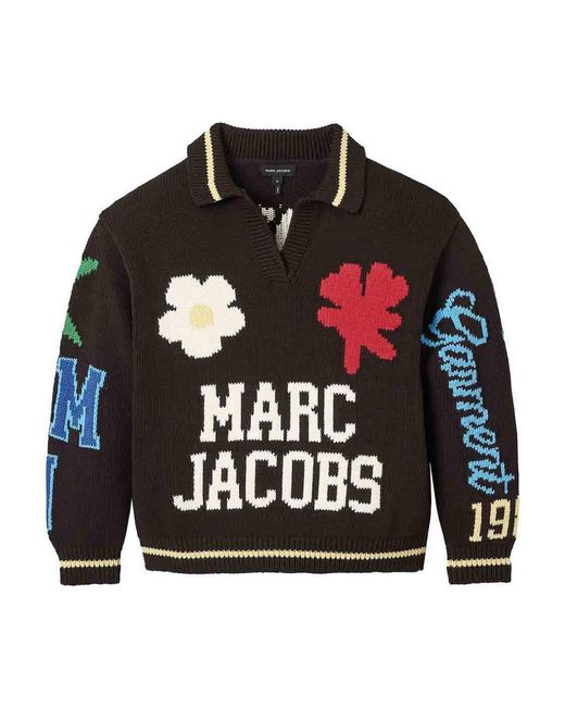 Marc Jacobs Black Varsity Knit Polo