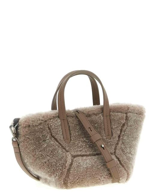 Brunello Cucinelli Gray Bc Duo Mini Handbag