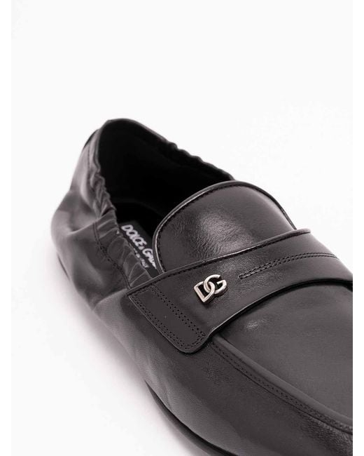 Dolce & Gabbana White Elastic-Back Loafers for men