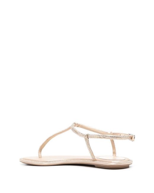 Rene Caovilla Natural Diana Satin Flat Thongs