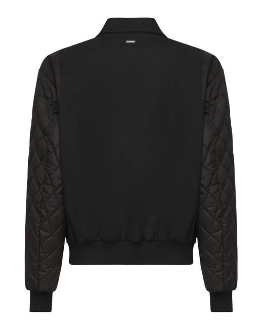 DSquared² Black Bomber Jacket With Quilted Sleeves for men