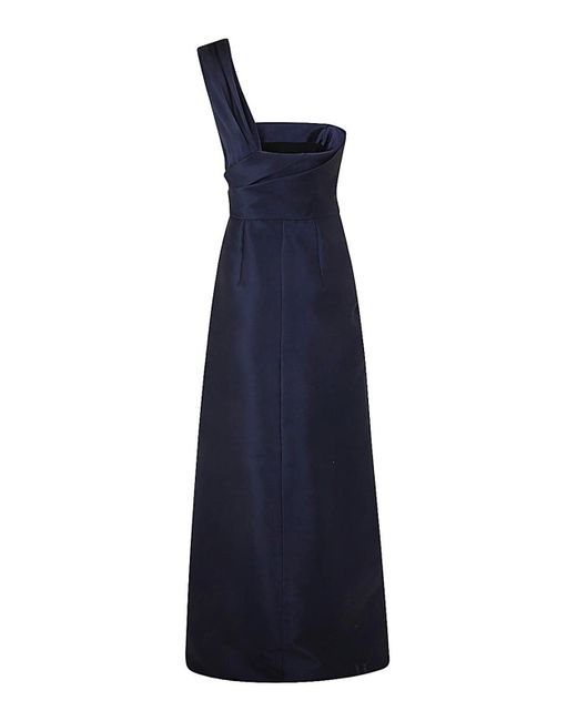 Alberta Ferretti Blue Mikado Long Dress