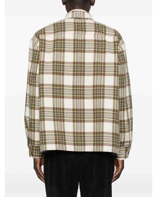 AMI Natural Wool Checked Overshirt for men