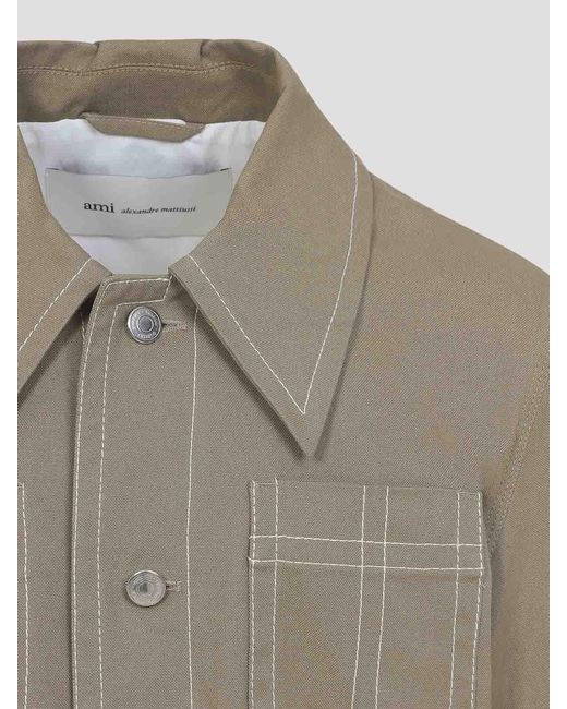 AMI Green Worker Buttoned Jacket for men