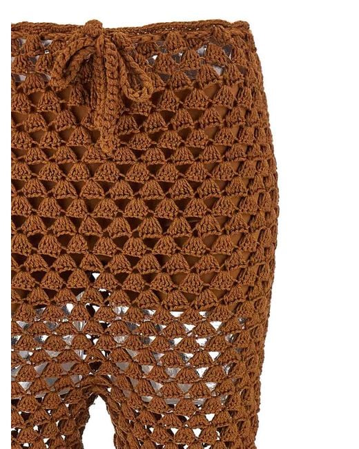 Ermanno Scervino Brown Crochet Pants