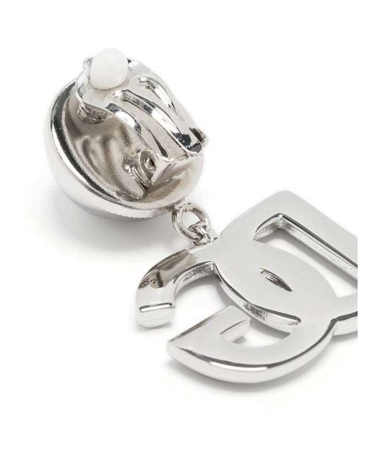 Dolce & Gabbana White Polished Silver Logo Plaque Ring