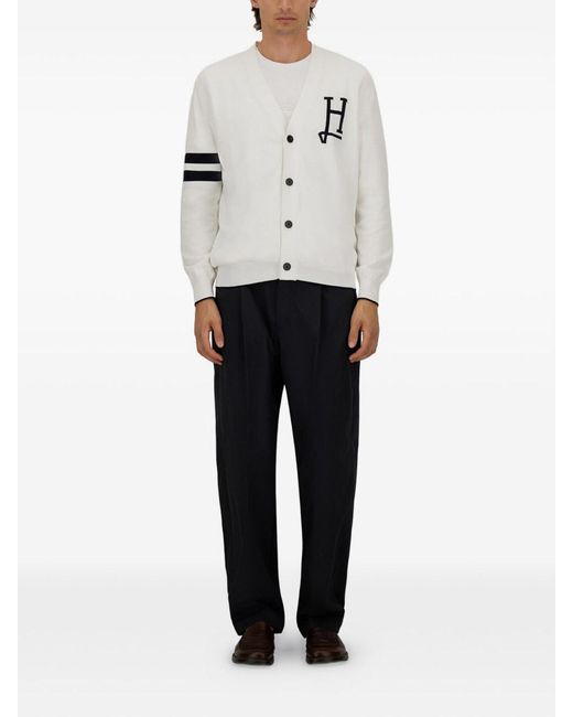 Herno White Logo Cardigan for men