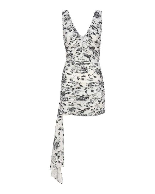 Magda Butrym White Sleeveless Jersey Minidress With Sash