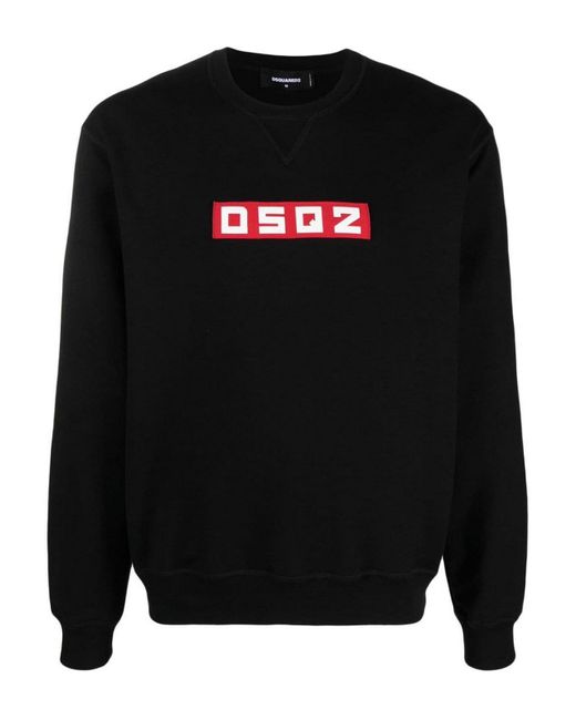 DSquared² Black Logo-patch Cotton Sweatshirt for men