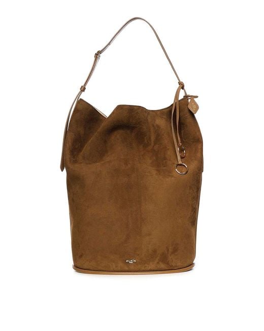 Alaïa Brown Large Suede Bucket Bag