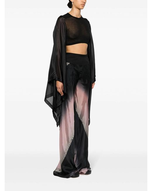 Rick Owens Black Long Sleeve Cropped T-Shirt