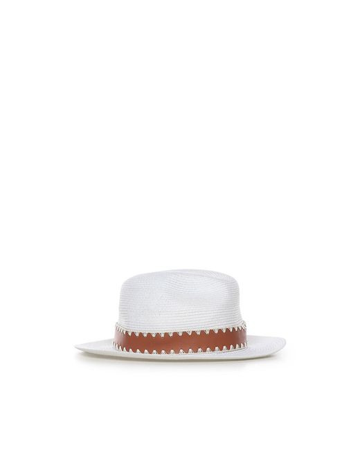 Eleventy White Abaca Hat for men