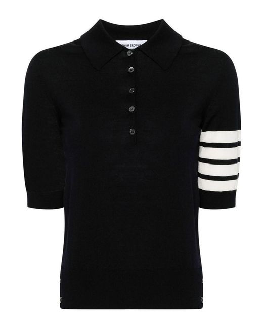 Thom Browne Black 4Bar Wool Polo Shirt