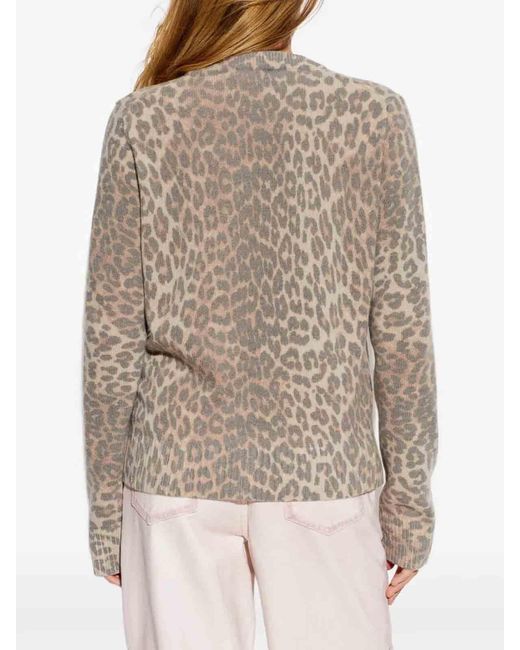 Ganni White Graphic Wool Sweater Tiger