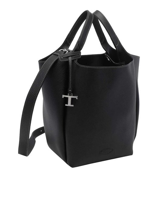 Tod's Black Small Leather Bucket Bag