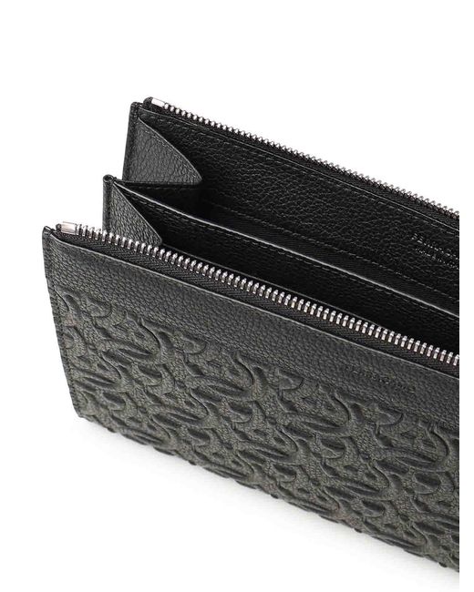 Ferragamo Black Gancini-Embossed Pouch for men