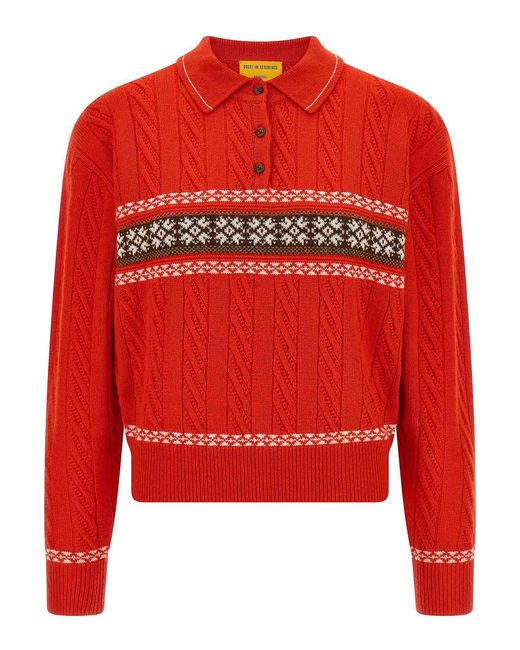 Guest In Residence Red Polo Sweater