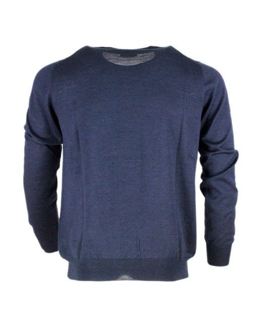 Barba Napoli Blue Crewneck Sweater for men