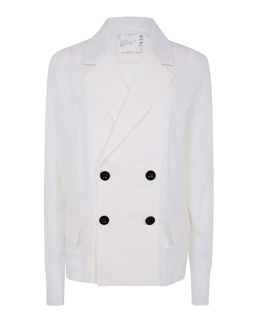 Sacai White Suiting X Knit Jacket