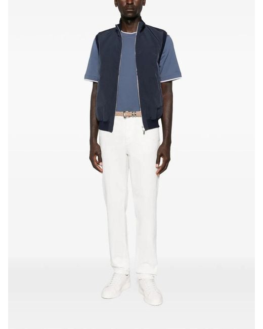 Brunello Cucinelli Blue T-Shirt With Faux-Layering for men